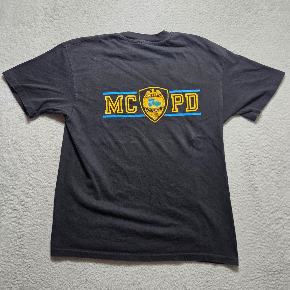 Vintage 90s Hanes Beefy-T Maui County Police Dept MCPD Mens Large Black Tee